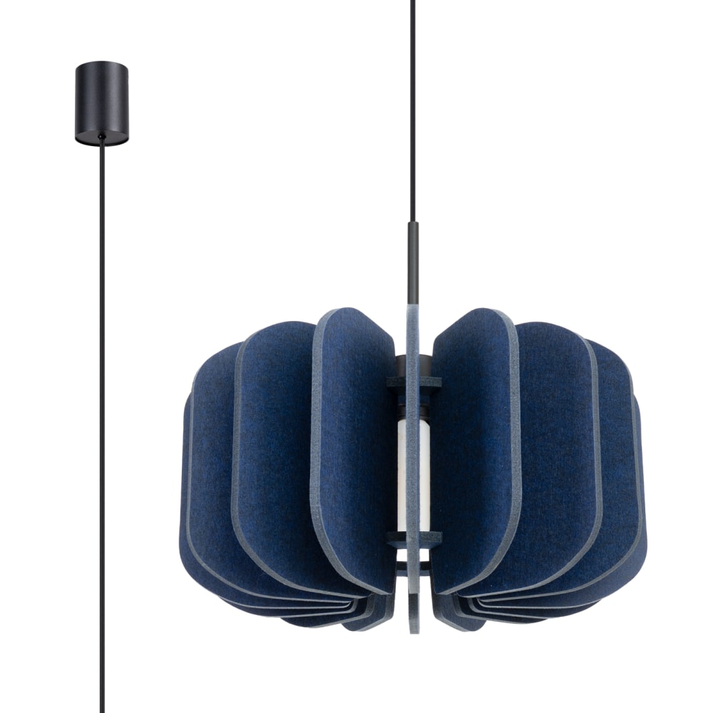 Lampe suspendue feutre/acier bleu marine/noir h 146 cm — vue 3