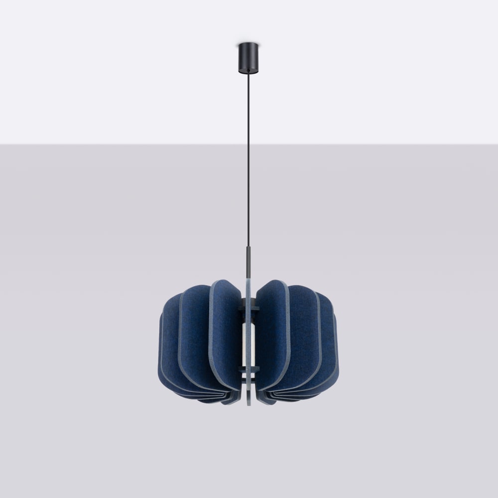 Lampe suspendue feutre/acier bleu marine/noir h 146 cm — vue 4