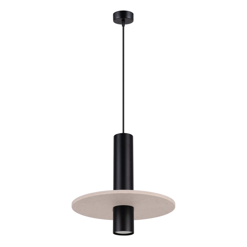 Lampe suspendue feutre/acier beige/noir H 126 cm