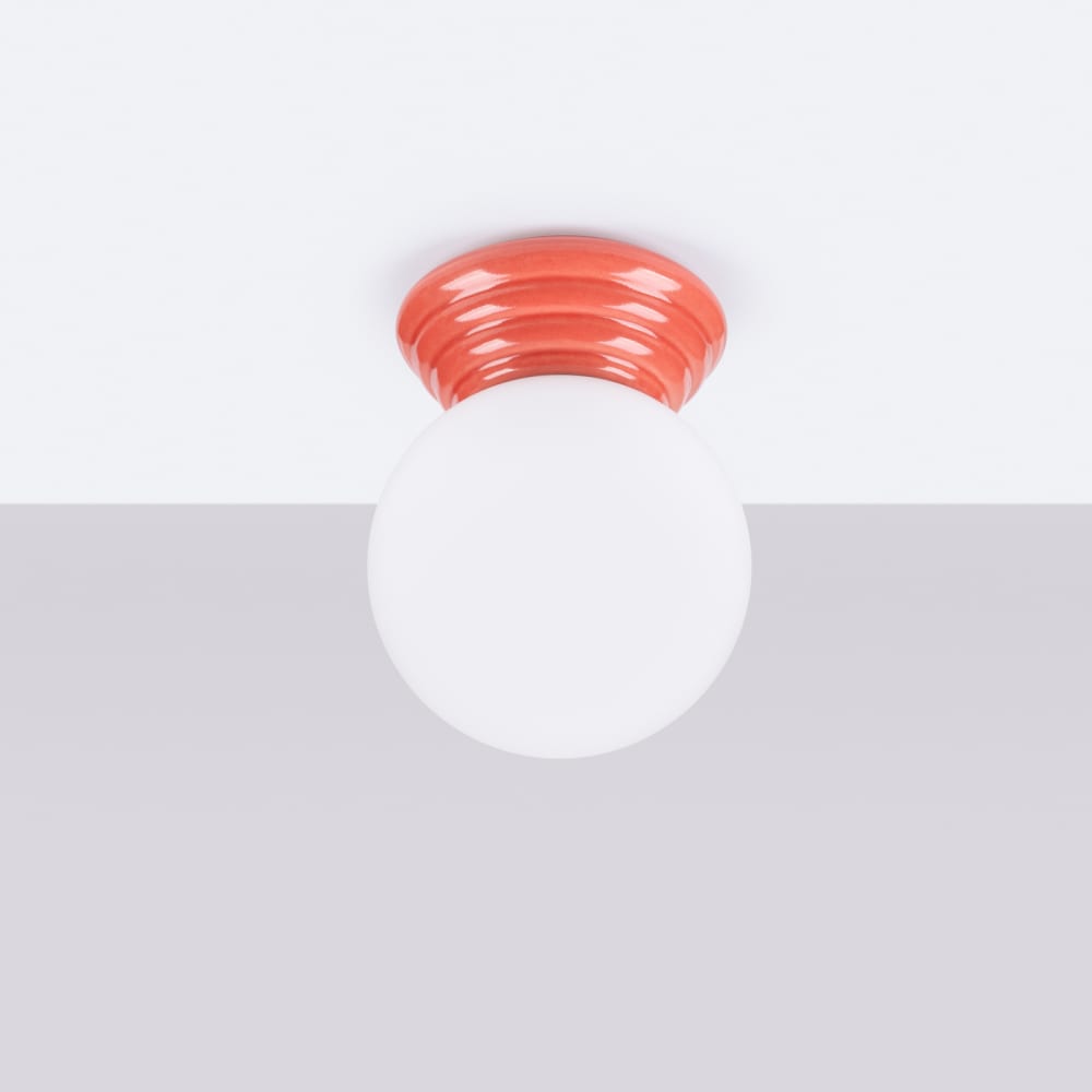 Plafonnier céramique émaillée/verre pêche h 12 cm — vue 4