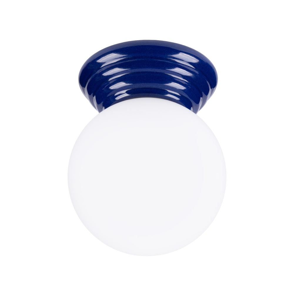 Plafonnier céramique émaillée/verre outremer h 12 cm — vue 3