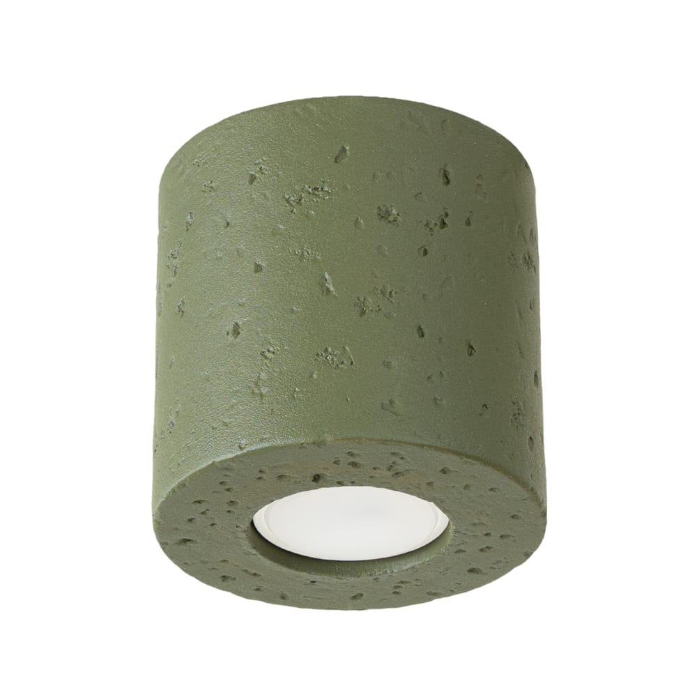 Plafonnier béton vert olive H 10 cm
