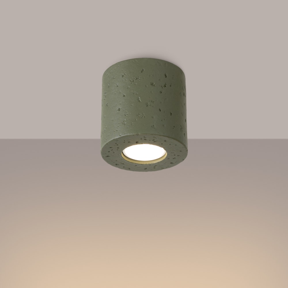Plafonnier béton vert olive h 10 cm — vue 4
