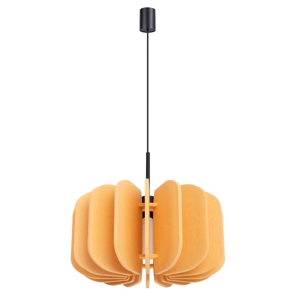 Lampe suspendue feutre/acier jaune/noir H 146 cm