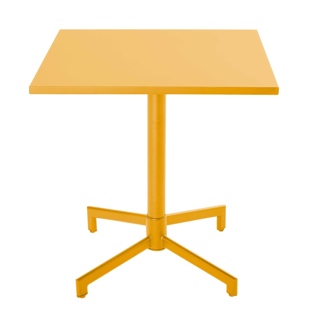Table de jardin carrée bistrot avec plateau rabattable 70 cm jaune