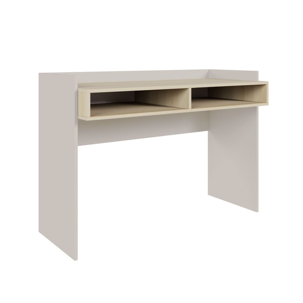 Selsey Schreibtisch mit zwei Fächern, Kaschmirbeige / Eicheoptik, 120 × 53 cm style modern Taupe Spanplatte