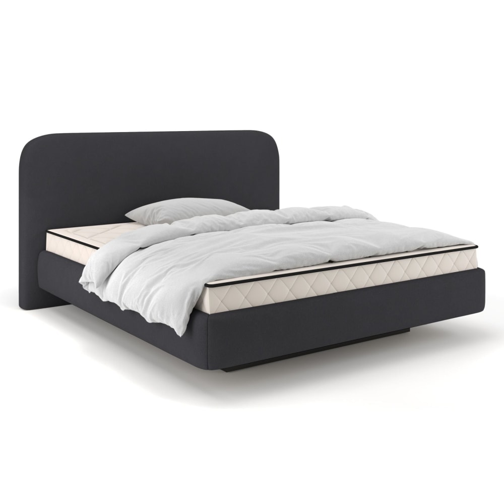 Selsey Polsterbett 180x200 mit Bettkasten und Matratze, Chenille, dunkelgrau style modern - Stoff