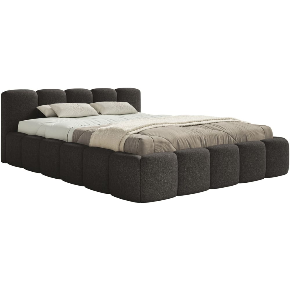 Lit rembourré coffre - tissu gris
