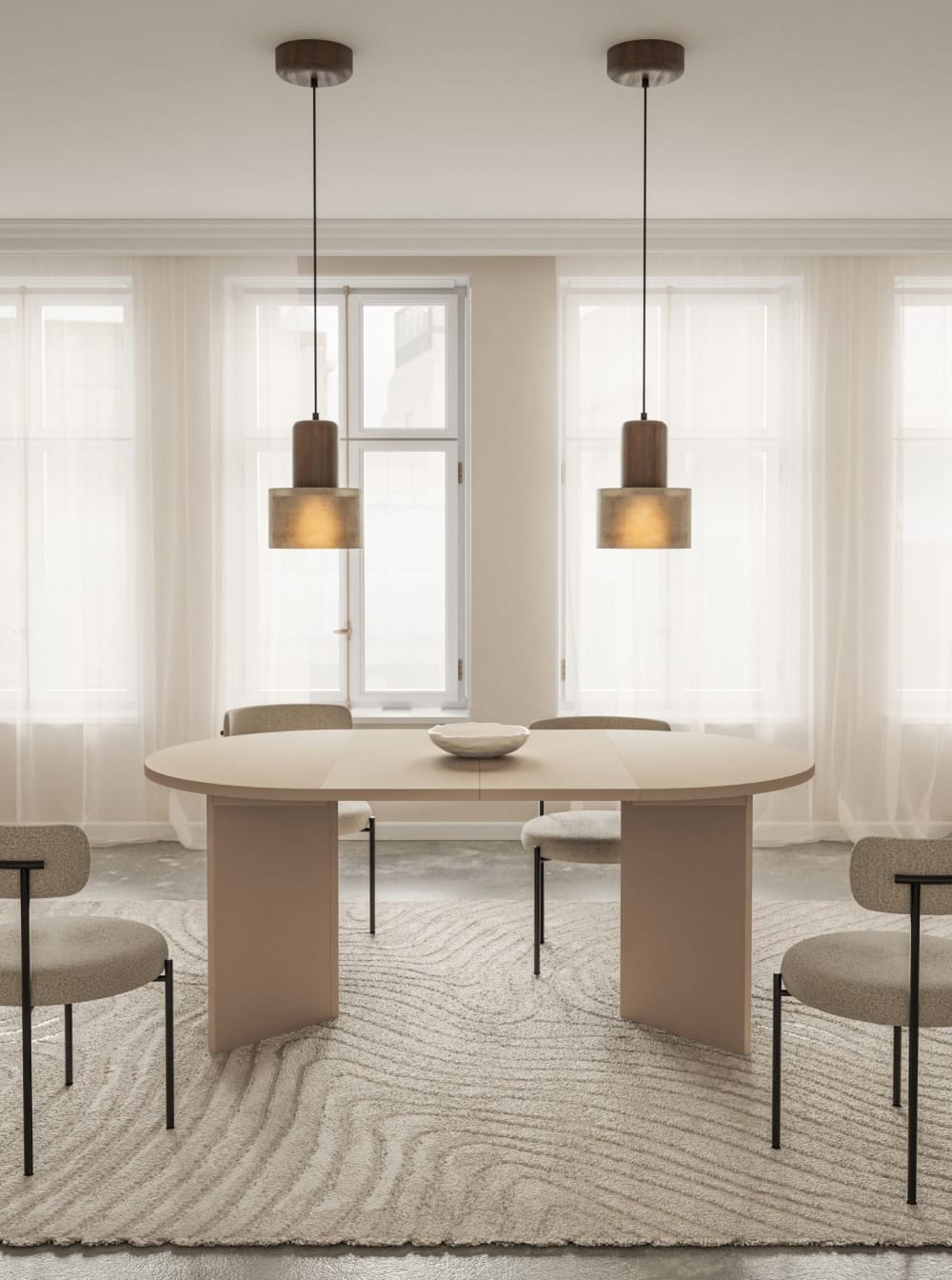 Ausziehbarer Esstisch, rund, 110–190 x 110 cm, Cappuccino -