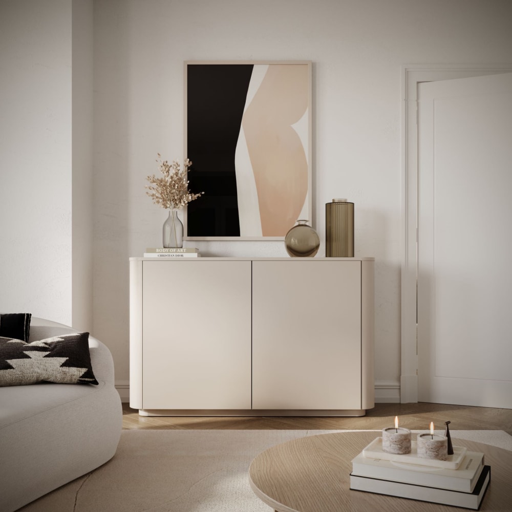 Sideboard 2-türig mit 6 Fächern, 140 cm, Kaschmirgrau - Maisons