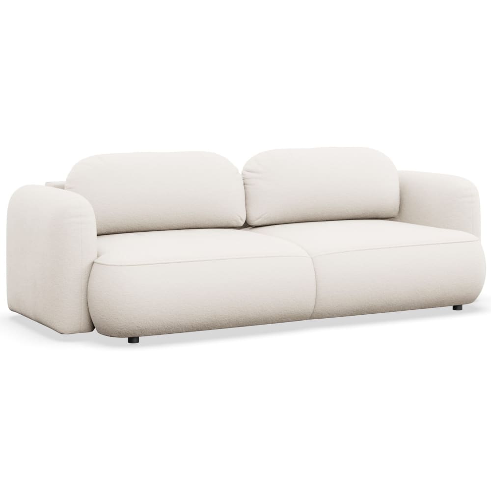 Canapé convertible 3 places en tissu chenille, crème