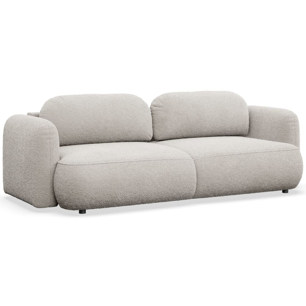 Canapé convertible 3 places en bouclette, beige clair