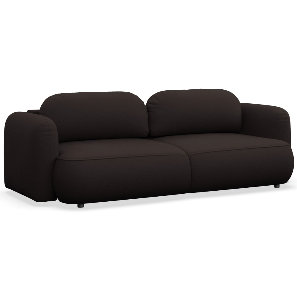 Canapé convertible 3 places en tissu chenille, brun