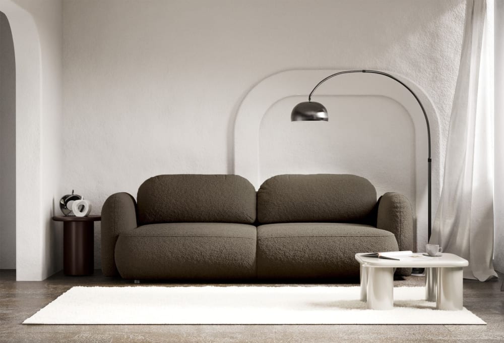 3-Sitzer Schlafsofa mit Bouclé-Bezug, Braun - Maisons Du Monde