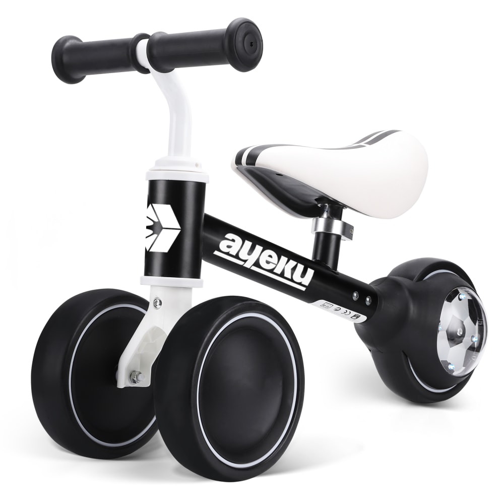 Ayeku Laufrad Kinder LED-Räder verstellbarer Sitz, 1–3 Jahre, 36cm, Schwarz style modern SCHWARZ EDELSTAHL Kinder