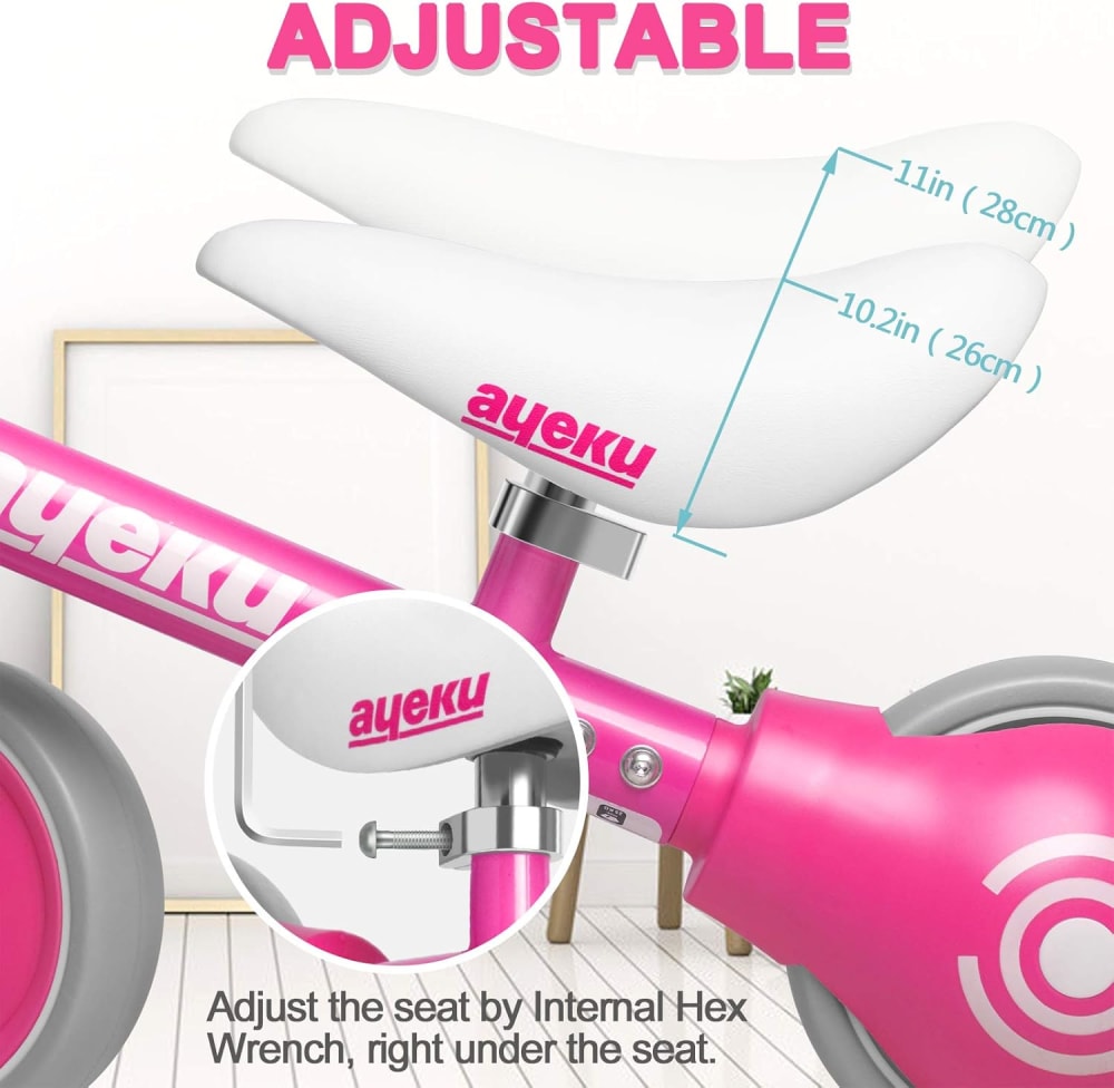 Laufrad Kinder mit verstellbarem Sitz und leisen Rädern, 36cm,