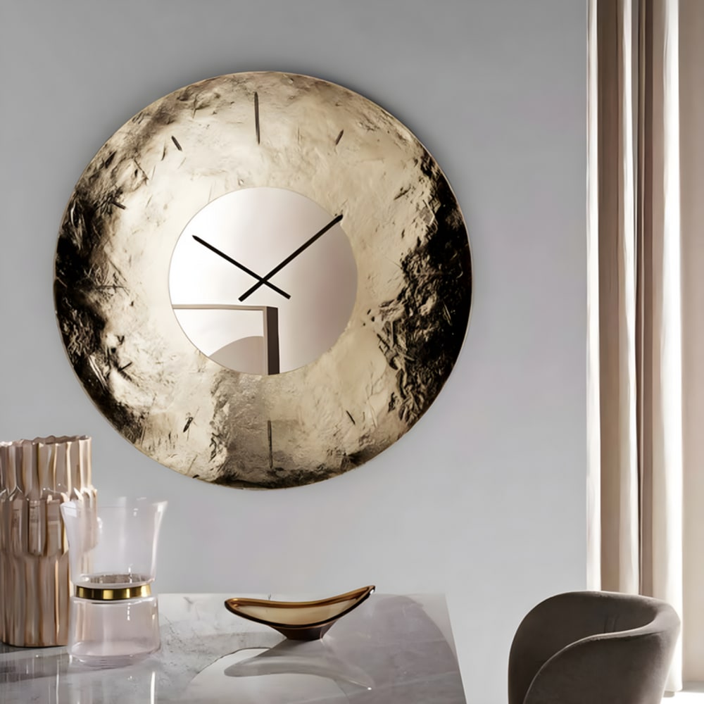 Horloge murale miroir couleur or Ø 120 cm - Maisons du Monde