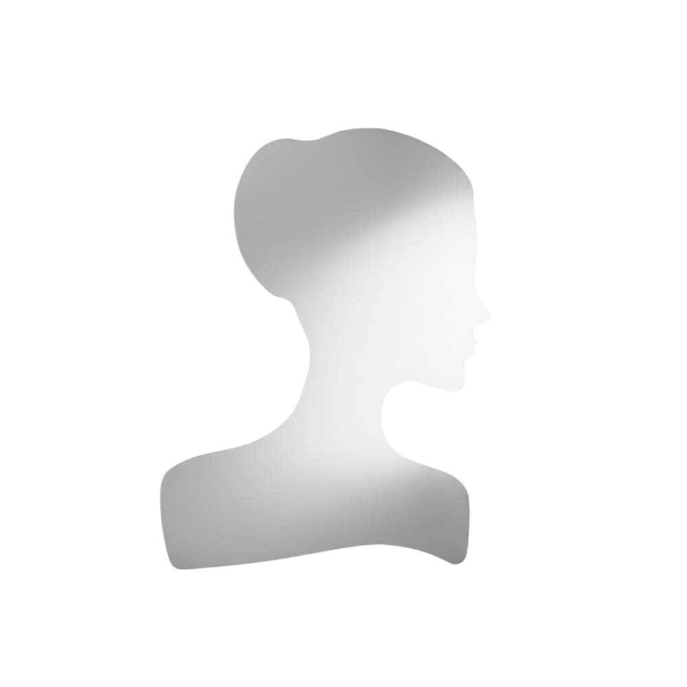 Miroir gris en forme de visage de femme, 125 x 160 cm