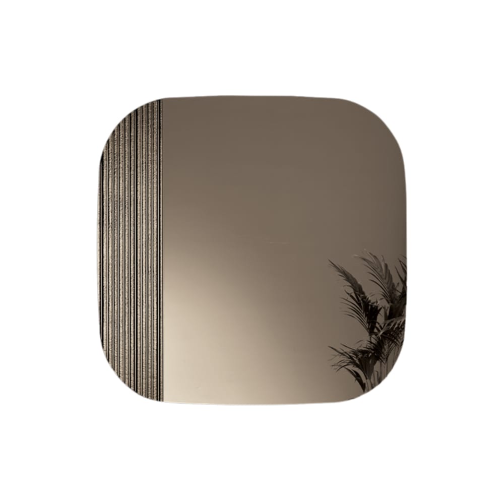 Miroir mural doré avec insert rayé, 120 x 120 cm