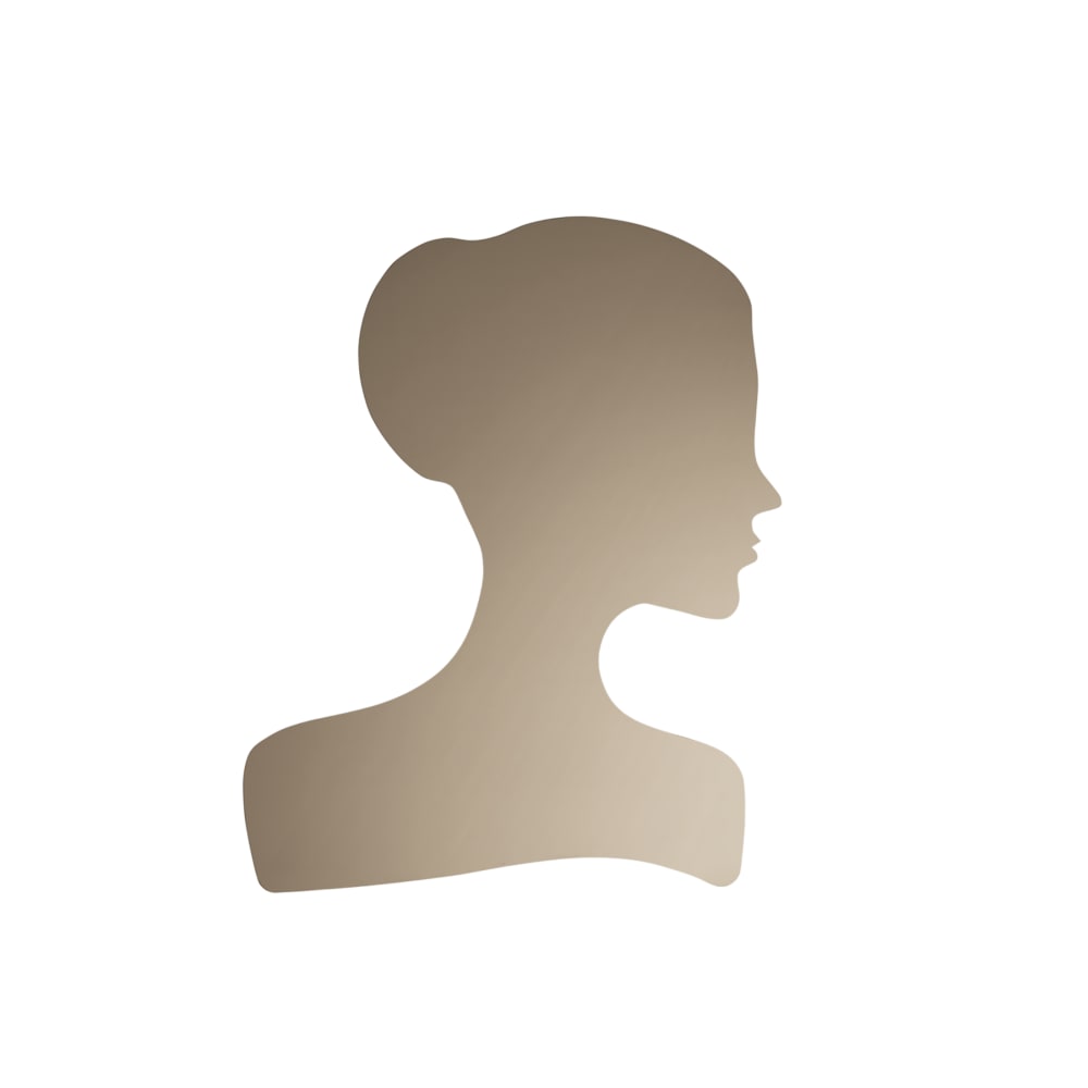 Miroir doré en forme de visage de femme, 125 x 160 cm