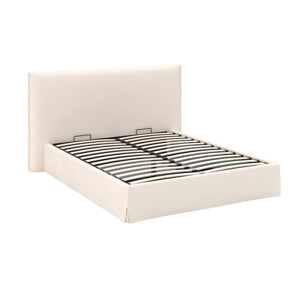 Lit coffre 160x200 cm en tissu blanc déhoussable