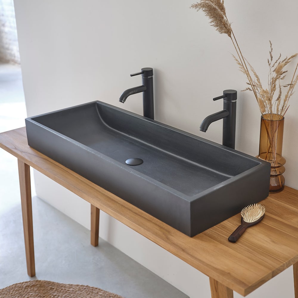 Vasque en béton noir 100x37 cm