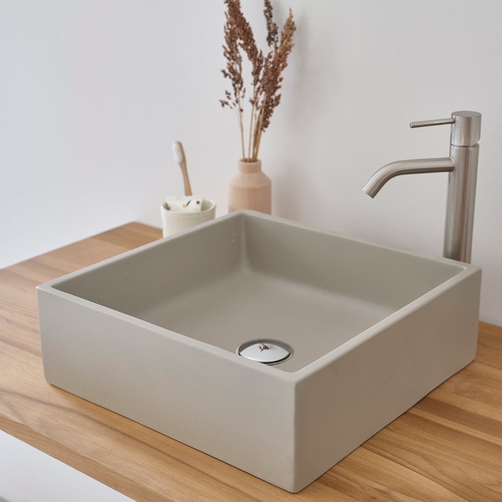 BERAH GETAH Quadratisches Waschbecken aus grauem Beton 37 style modern - Beton