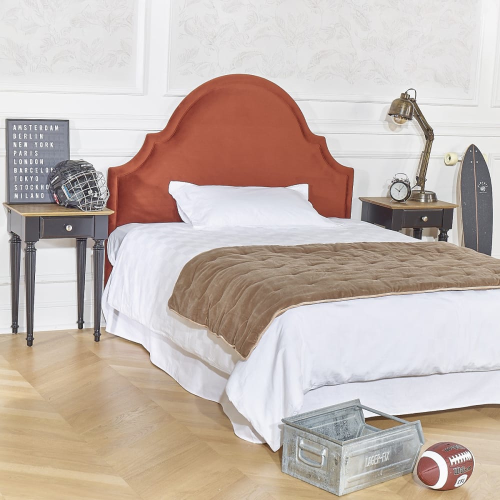 Shabby-Chic-Kopfteil aus Polyester-Samt Caramel cuivré - Maisons