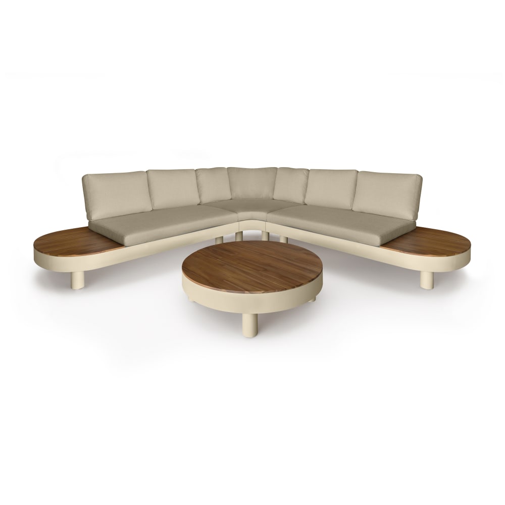 Salon de jardin 7 places en aluminium et bois d'acacia sable