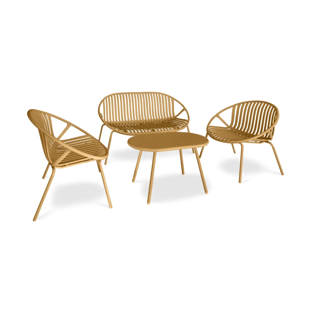 Salon de jardin 4 places en polypropylène ocre