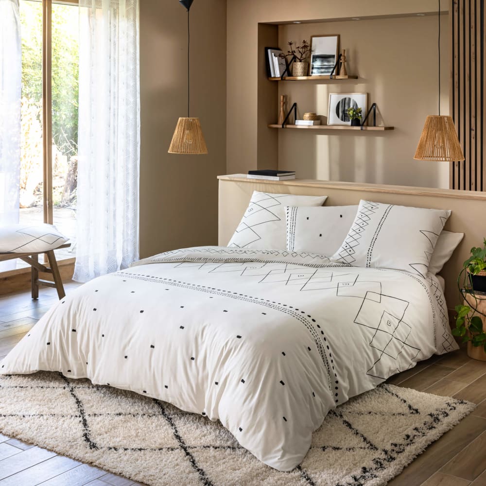 Parure de lit imprimé 100% coton 200x200 cm