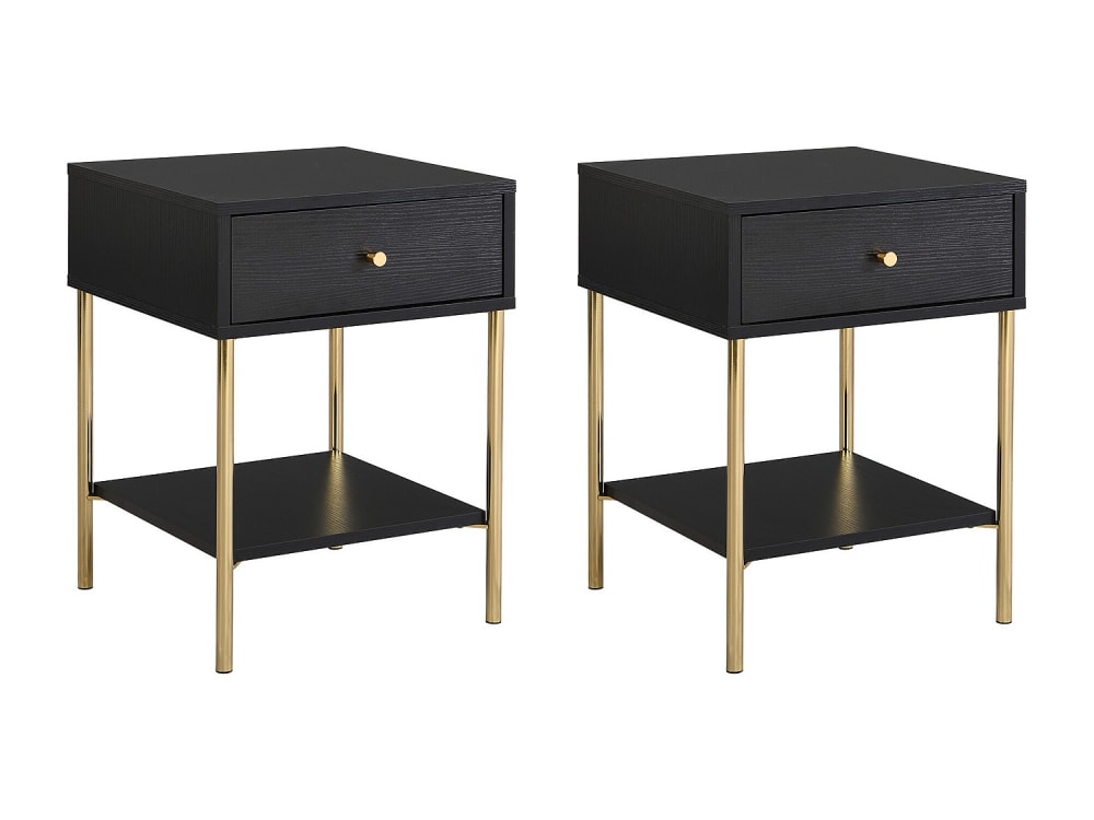 Lot de 2 tables de chevet mdf noir