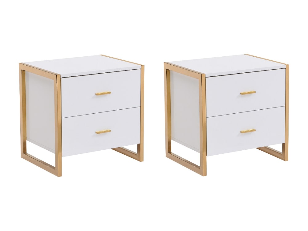 Lot de 2 tables de chevet mdf blanc