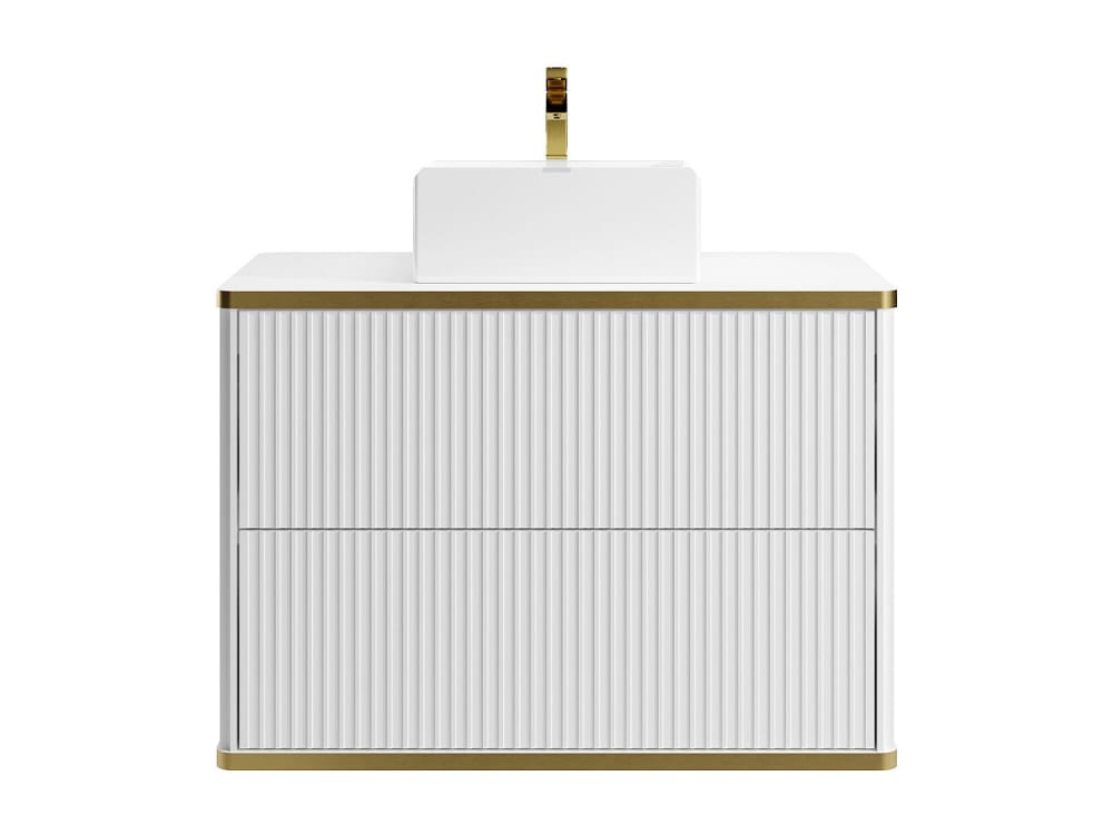 Meuble simple vasque effet bois blanc