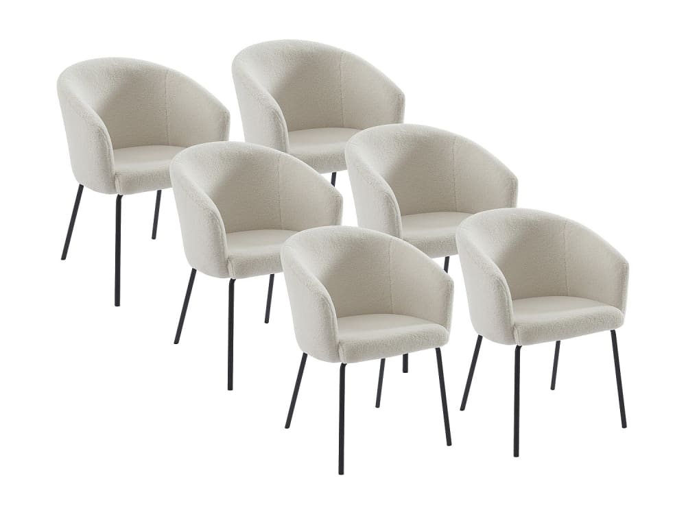 Lot de 6 chaises polyester crème Lot de 6 chaises polyester crème