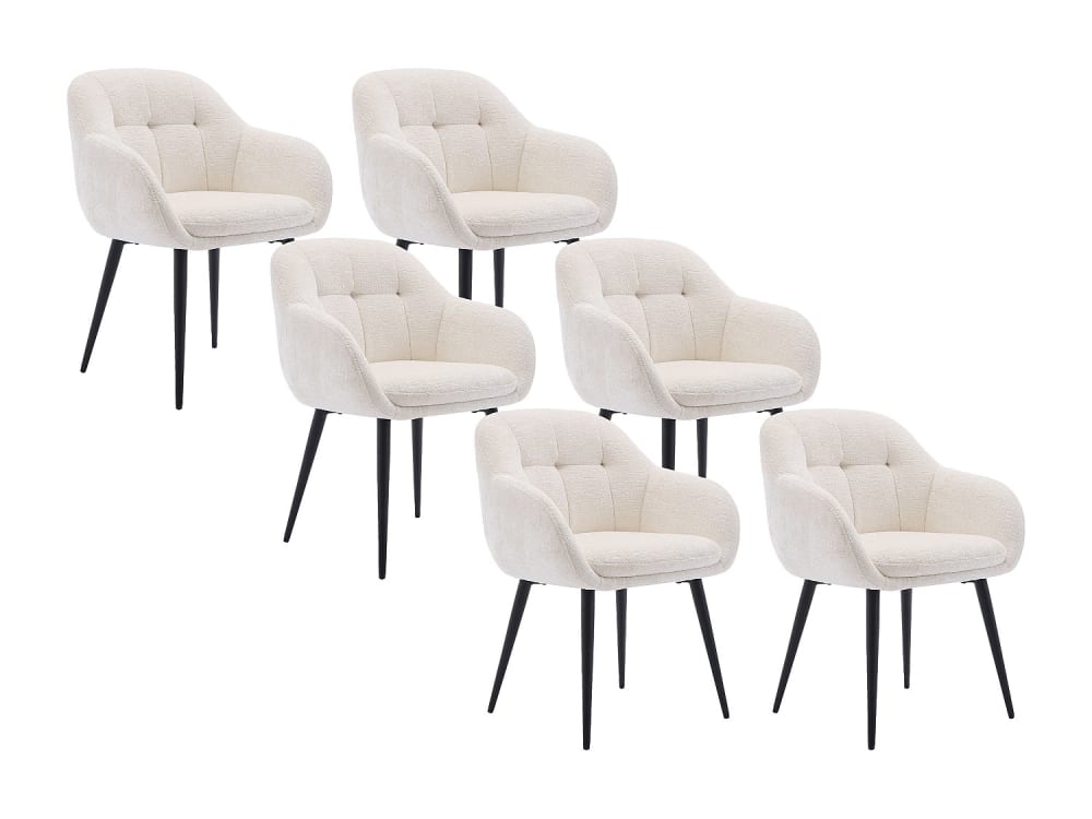 Lot de 6 chaises polyester crème Lot de 6 chaises polyester crème
