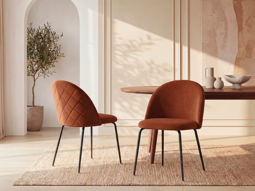 Lot de 6 chaises velours terracotta