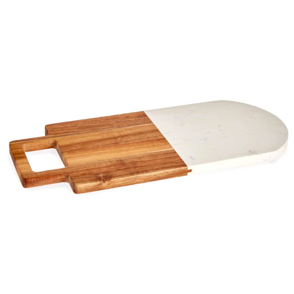 Planche à découper en acacia et marbre blanc 38x18x1.5cm