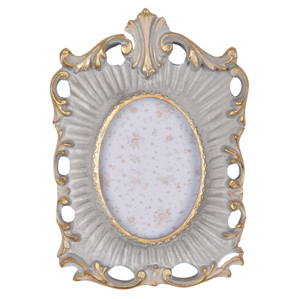 Cadre photo classique mural ou à poser gris et doré 6x9cm