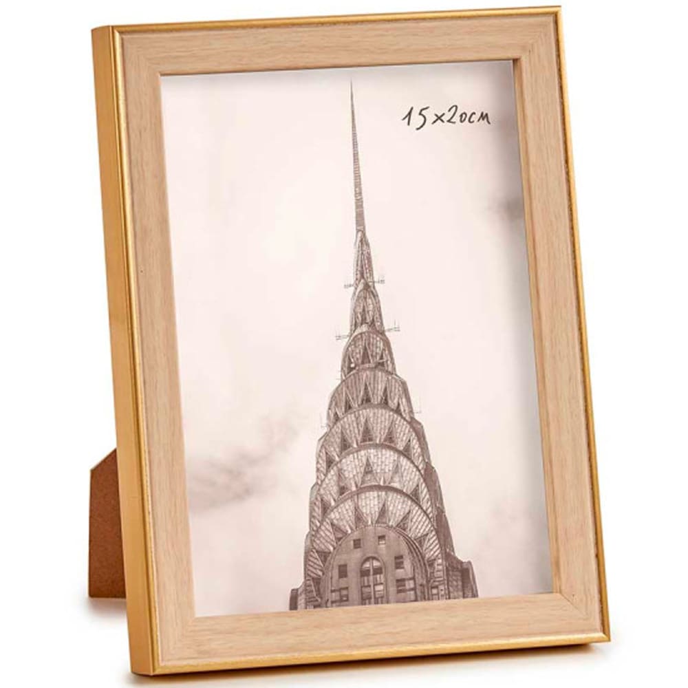 Cadre photo mural ou à poser bois et doré 15x20cm