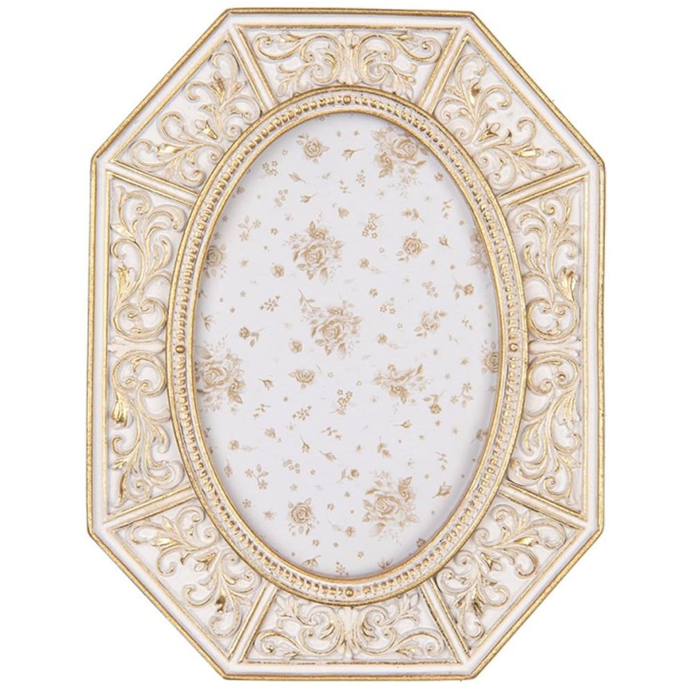 Cadre photo classique mural ou à poser blanc et doré 10x15cm