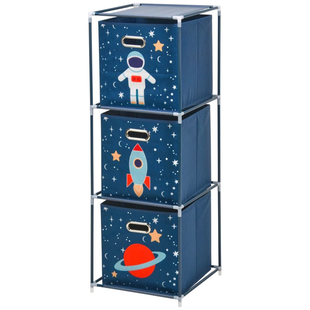 Étagère rangement jouets 3 casiers chambre garçon 35x35x102cm Étagère rangement jouets 3 casiers chambre garçon 35x35x102cm