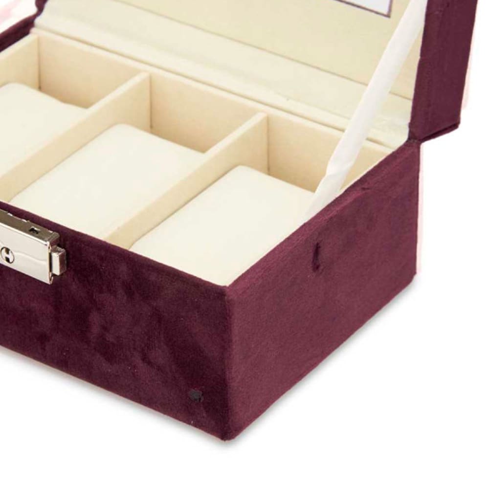 Coffret de rangement pour 3 montres velours bordeaux 11x16x8.5cm — vue 3