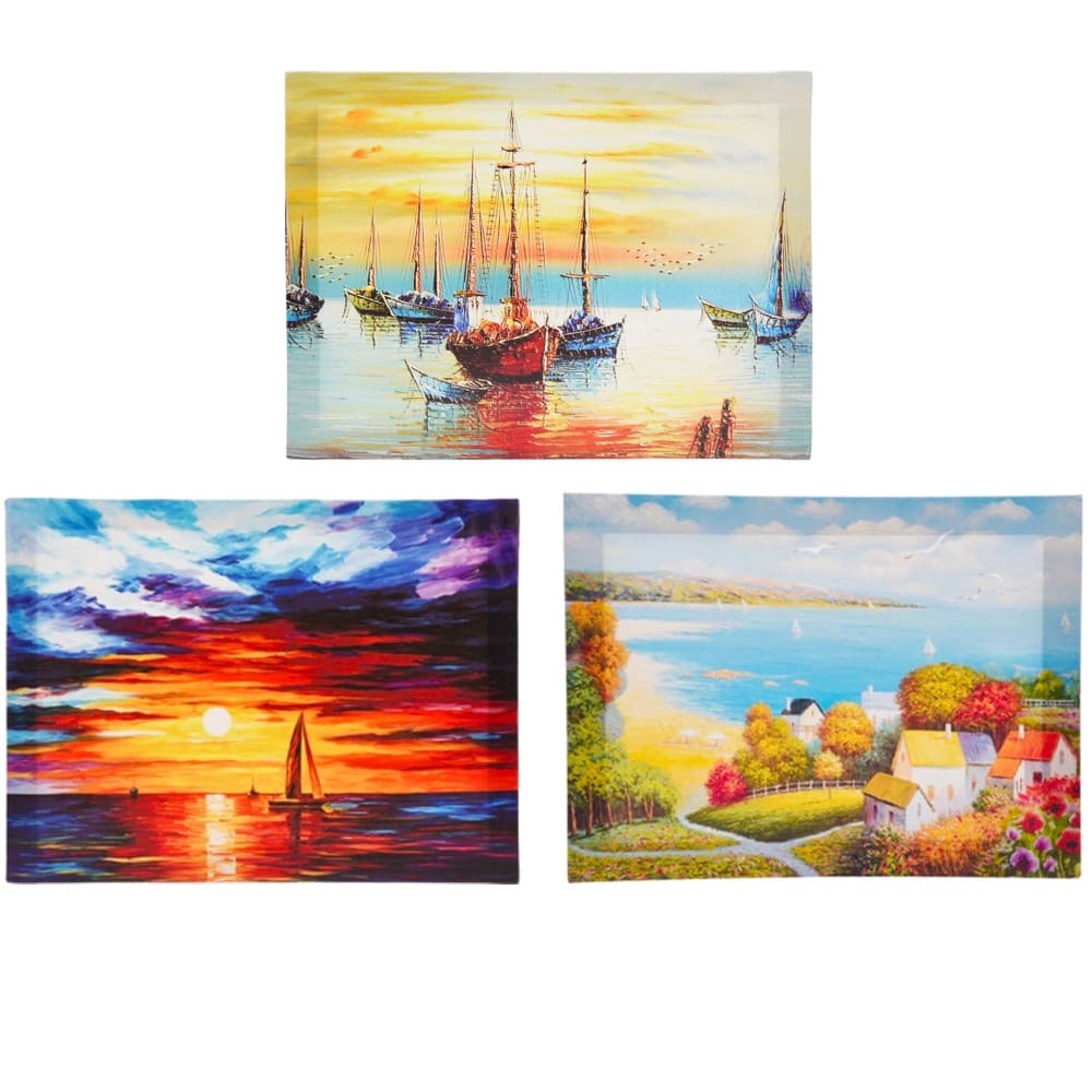 Set de 3 tableaux peintures bord de mer 30x40x1.5cm