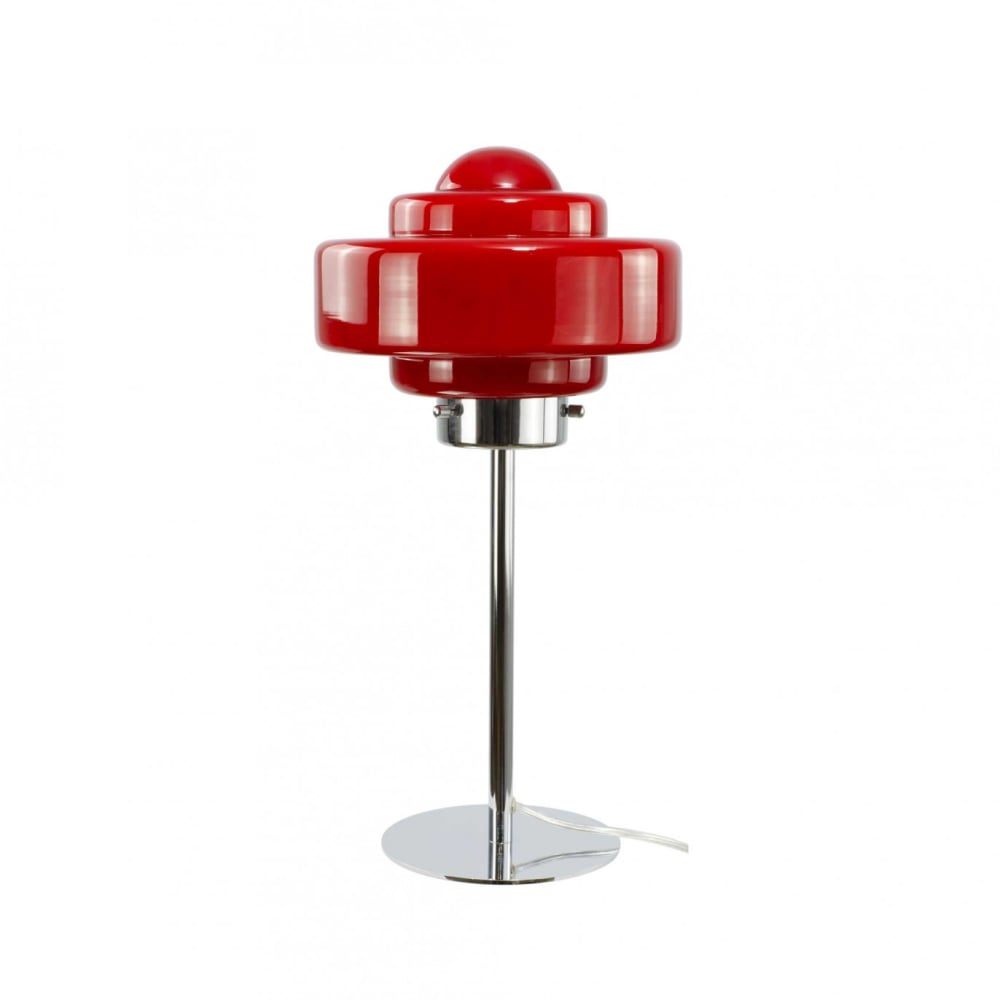 Lampe à poser en verre & métal rouge