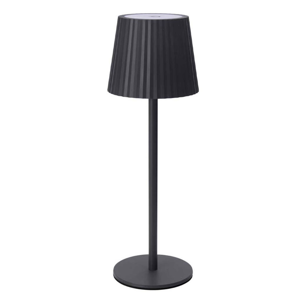 Lampe à poser noire LED sans fil abat-jour effet plissé 9x9x27cm