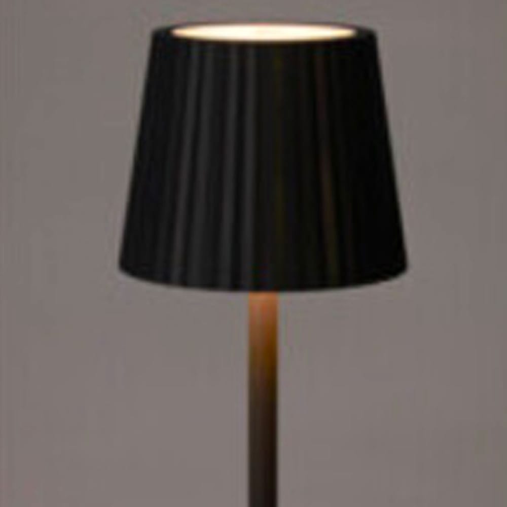 Lampe à poser noire led sans fil abat-jour effet plissé 9x9x27cm — vue 4