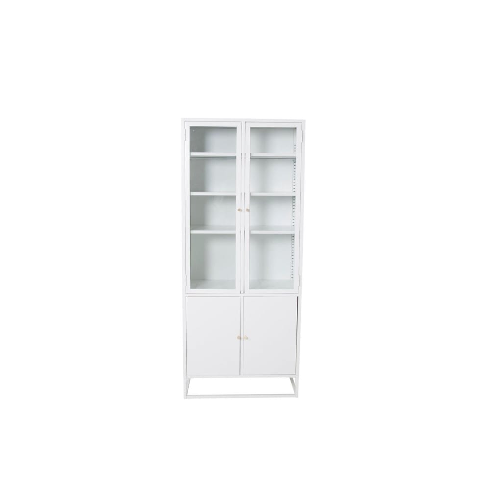 Venture Home Vitrinenschrank Bakal 190cm aus Metall, Weiß Weiß Metall