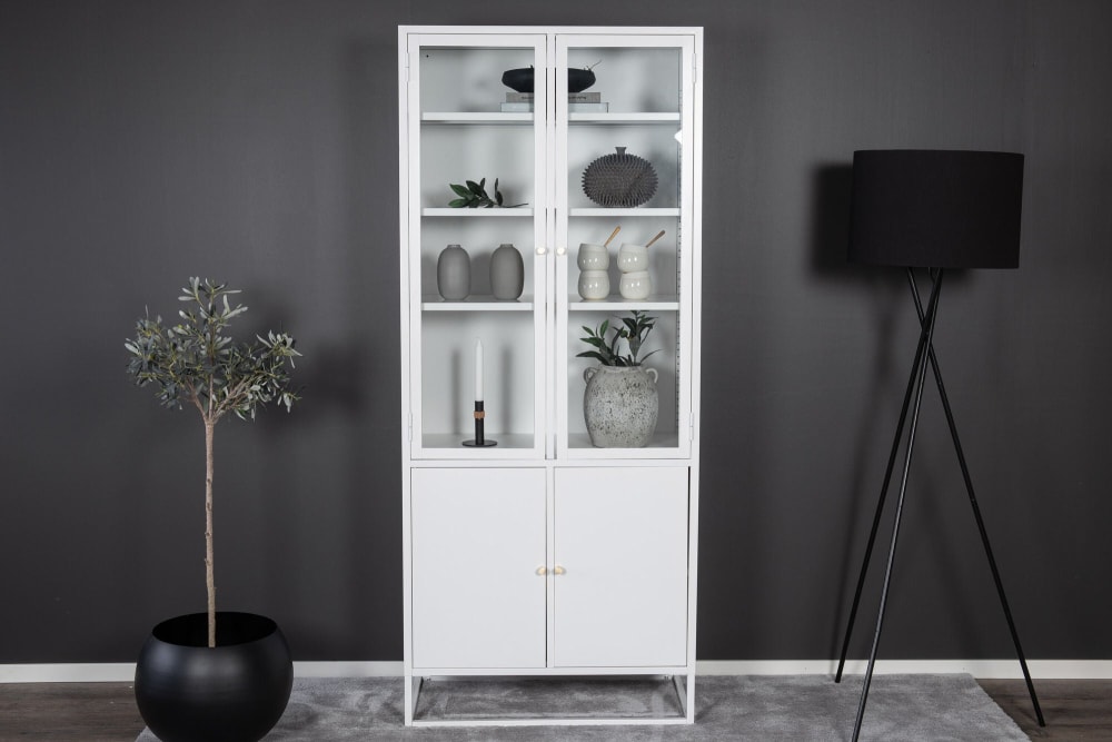 Vitrinenschrank Bakal 190cm aus Metall, Weiß - Maisons Du Monde