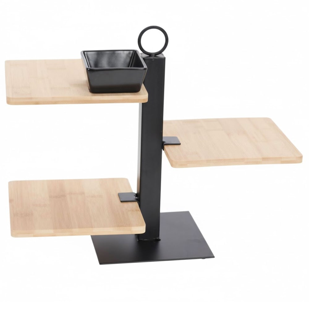 Plateau apéritif bois et métal 3 plateaux 32x15x27cm